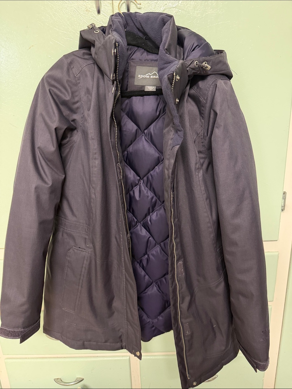 Eddie Bauer premium Goose Down lavender Puffer coat/Jacket Tall Medium